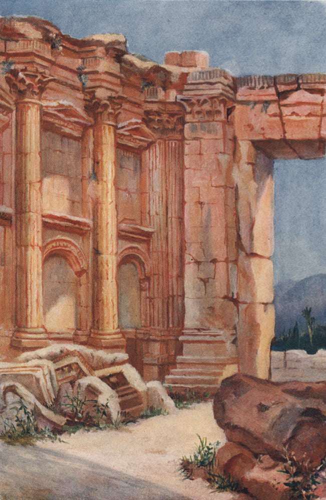 'The temple of Bacchus, BAALBEK - interior' by Margaret Thomas. Lebanon 1908